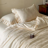 Elise French Lace Jacquard Satin Bedding Set - Beige